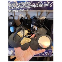 香港迪士尼樂園限定 米妮 15週年炫黑造型PU皮革掛包鏡